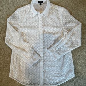 Talbots White Eyelet Lace Blouse